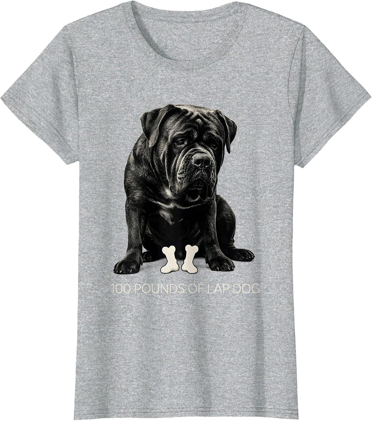 Women's 100 Pounds Of Lap Dog Cane Corso Owner Humor Gift T-Shirt - Heather Grey