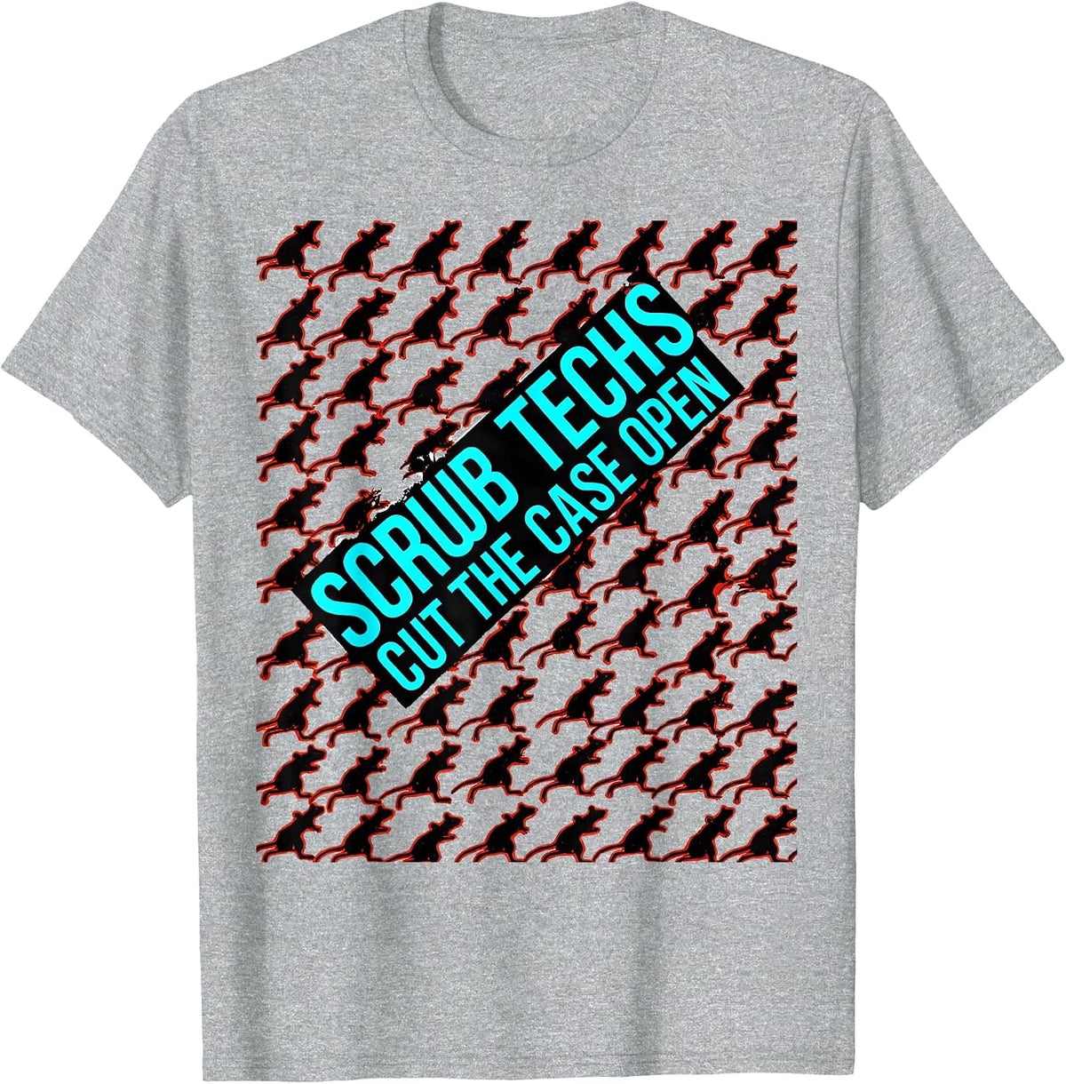 Men's Scrub Techs Cut The Case Open Funny Surgical Technologist T-Shirt - Heather Grey
