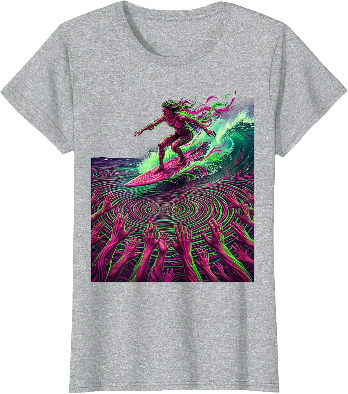 Women's Crowd Surfing Rock Concert Graphic Design T-Shirt - Heather Grey