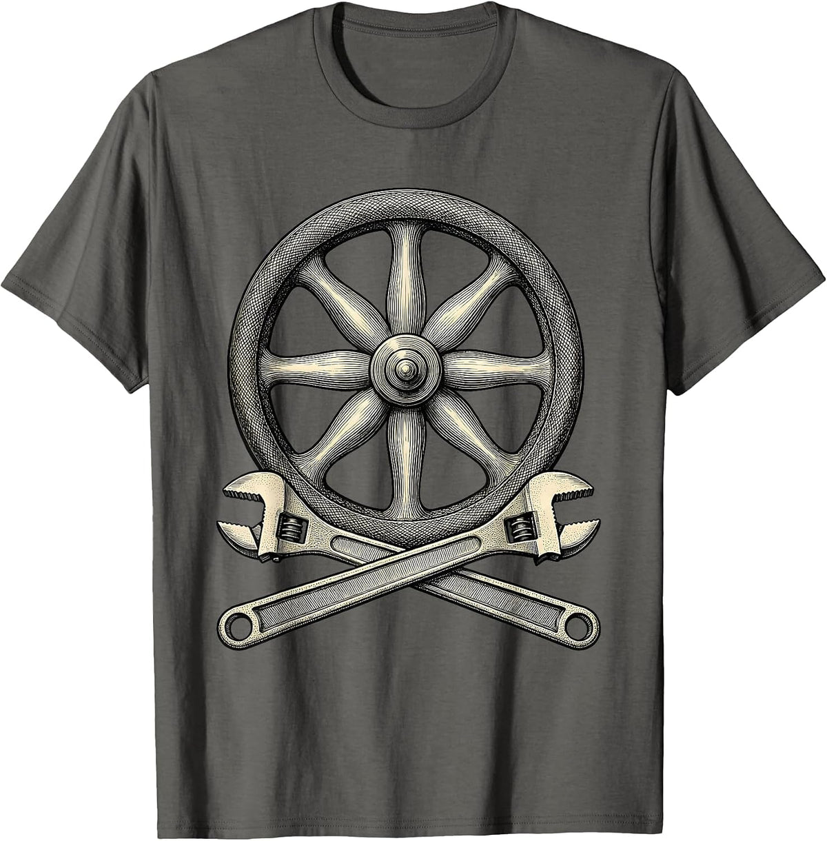 Men's Valve Wheel Plumbers Funny Pipefitter Occupation Humor T-Shirt - Asphalt Grey