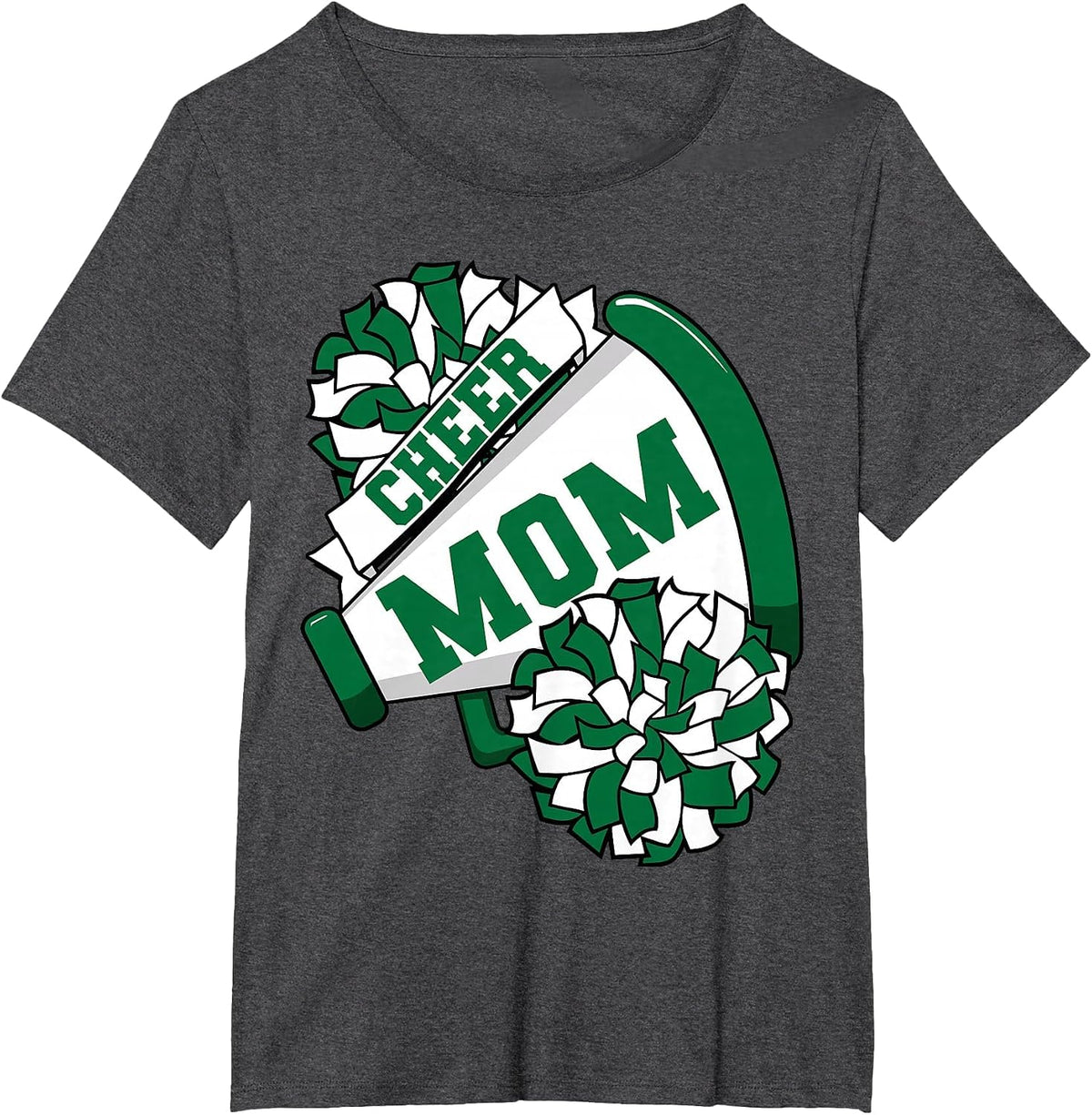 Cheer Mom for Proud Mama of Your Favorite Cheerleader Green T-Shirt - Dark Heather Grey