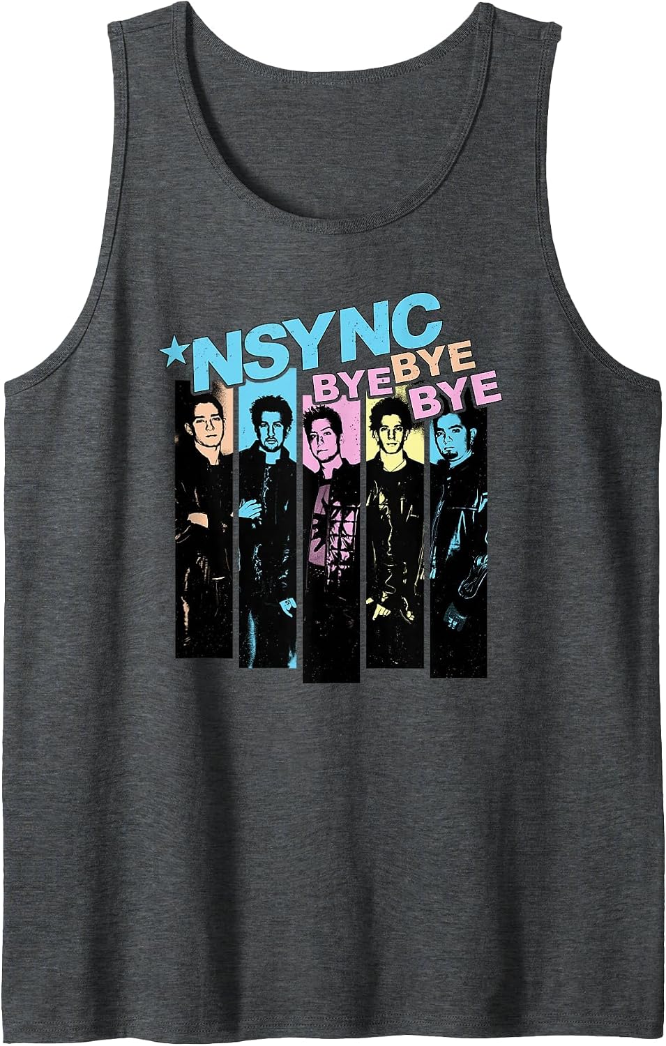 NSYNC Official Neon Bye Bye Bye Tank Top - Dark Heather Grey
