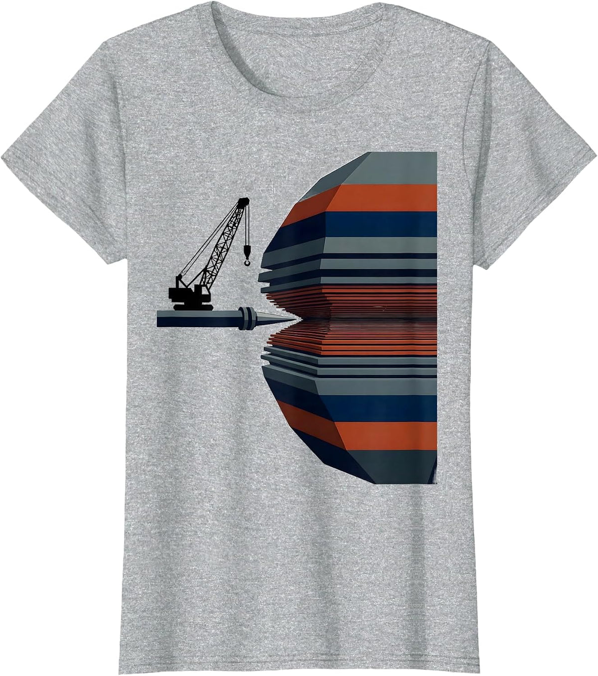 Women's Drill Derrick Geometric American Flag Patriotic Pride T-Shirt - Heather Grey