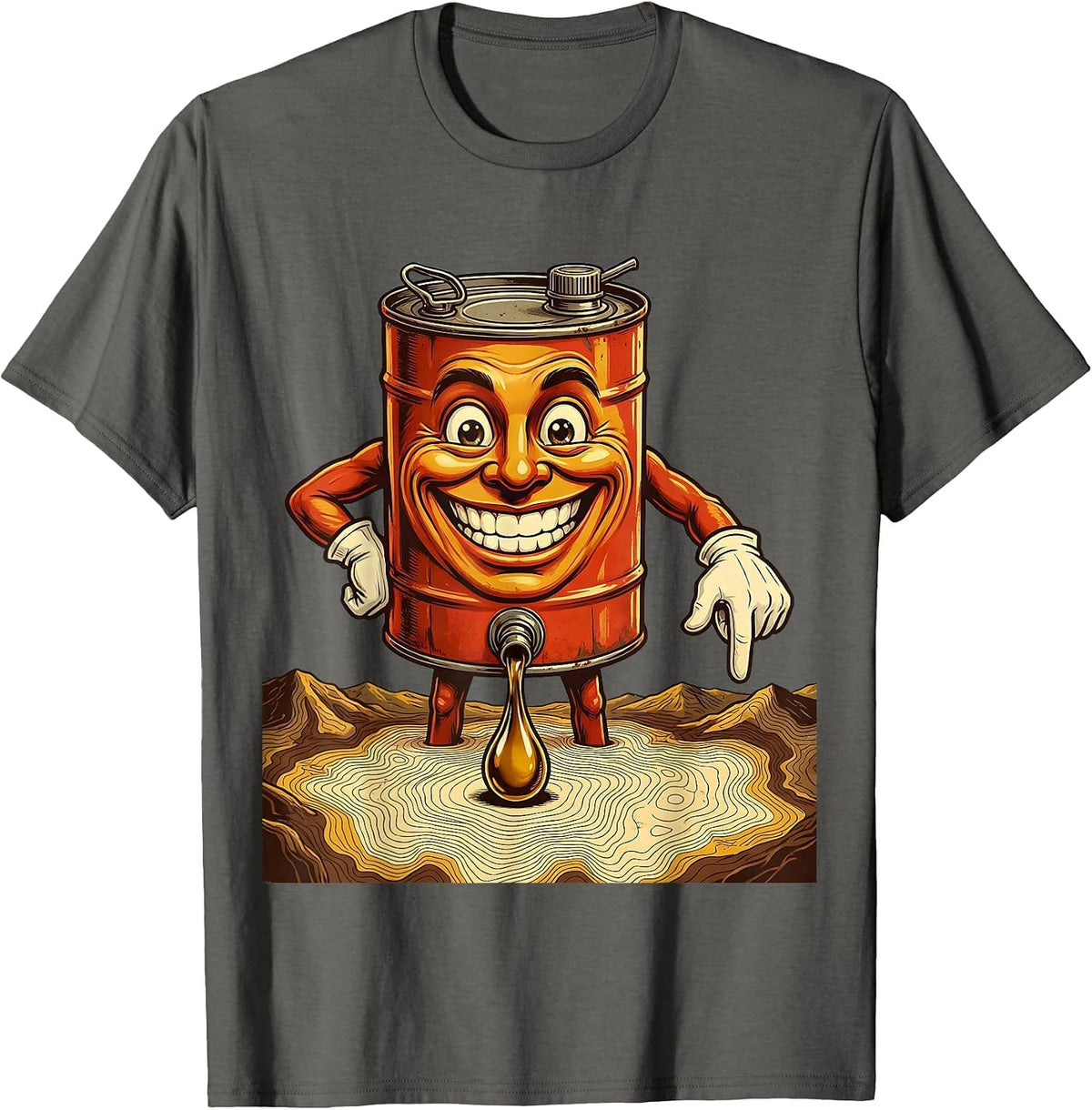 Men's Valley Forge Automotive Oil Can Map Graphic T-Shirt - Asphalt Grey