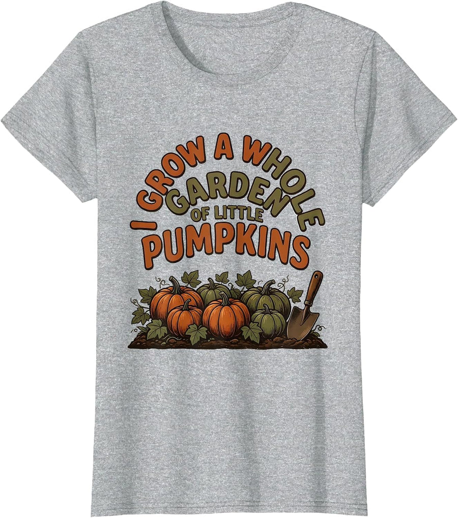 I Grow a Whole Garden of Little Pumpkins Vintage Teacher T-Shirt, Women, Heather Grey, Medium - As Pictured