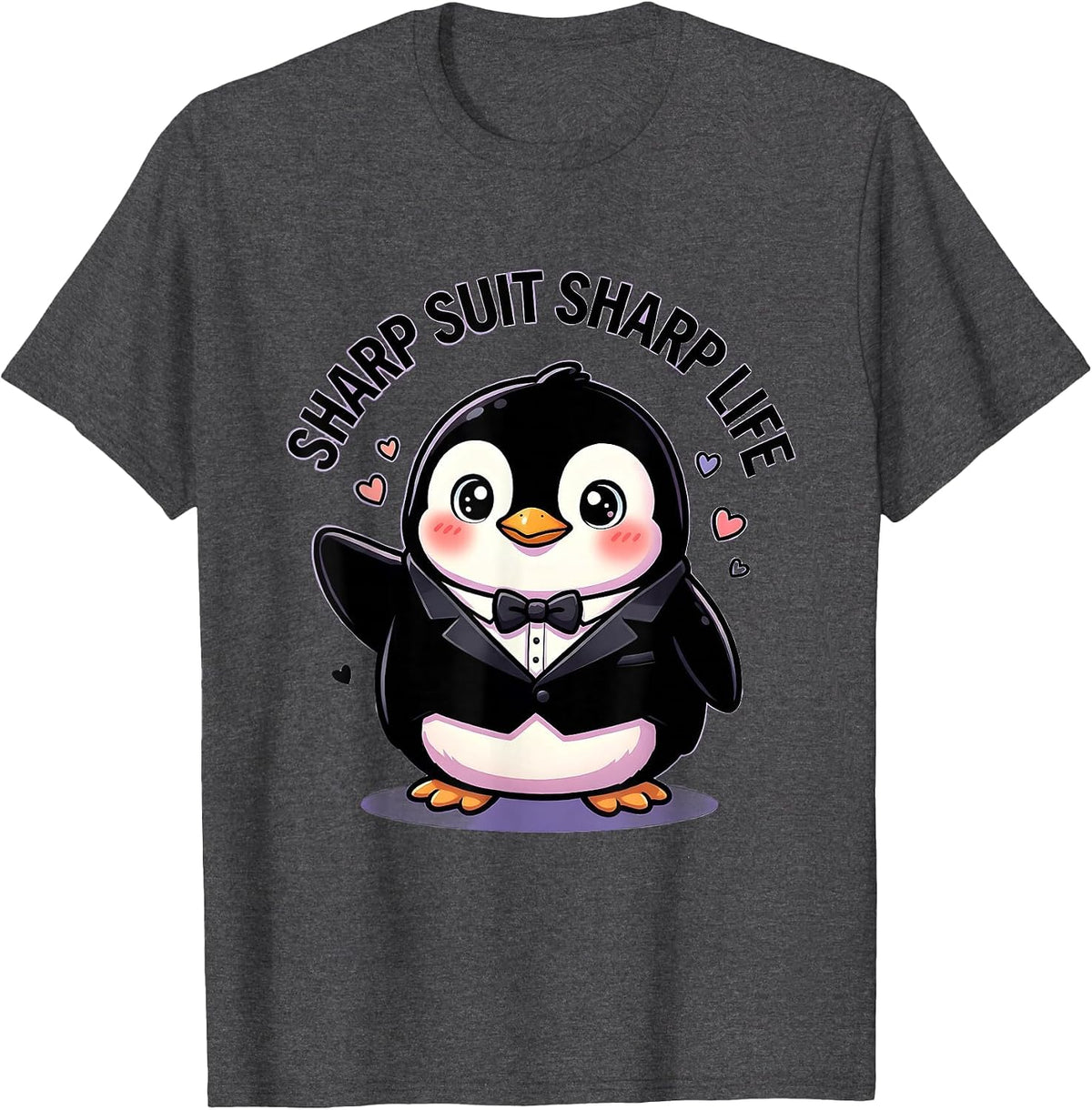 Sharp Suit Sharp Life Tuxedo Graphic Design T-Shirt - Dark Heather Grey