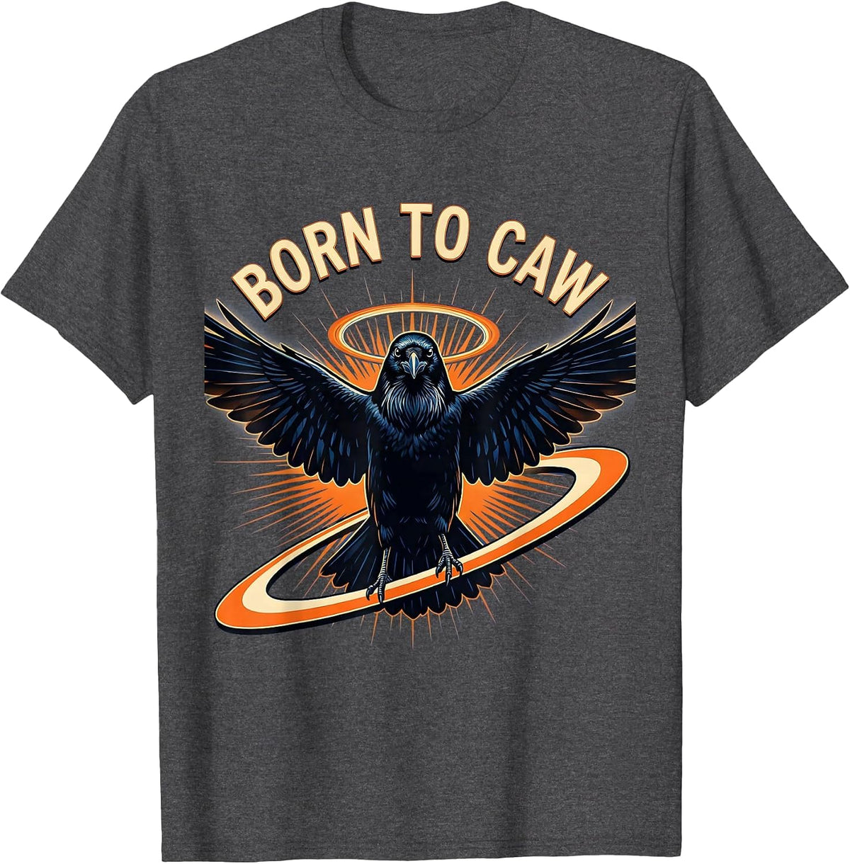 Men's Born to Caw Crow Bird Lover Design T-Shirt - Dark Heather Grey