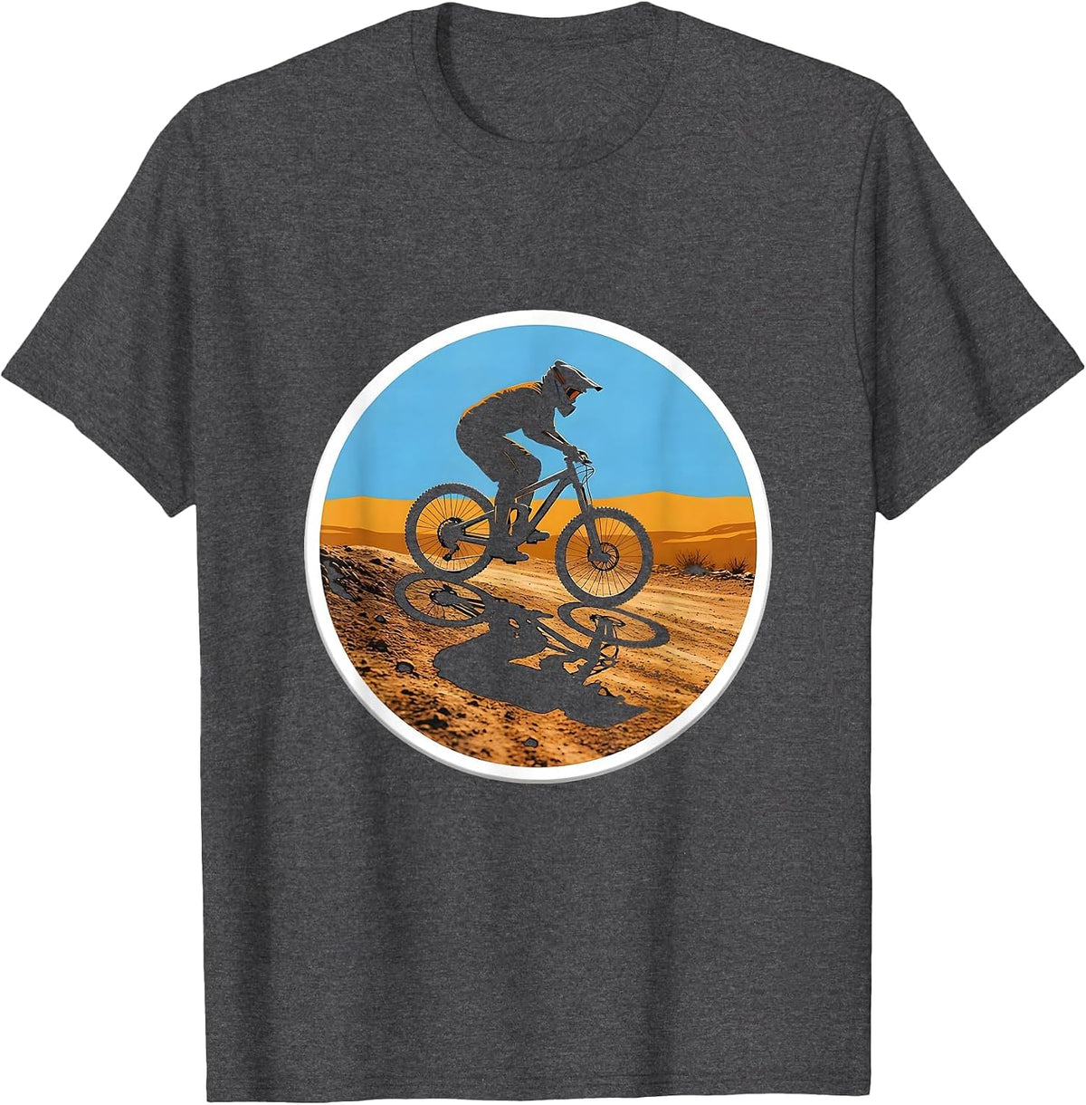 Mountain Bike Shadow Trail Graphic T-Shirt - Dark Heather Grey
