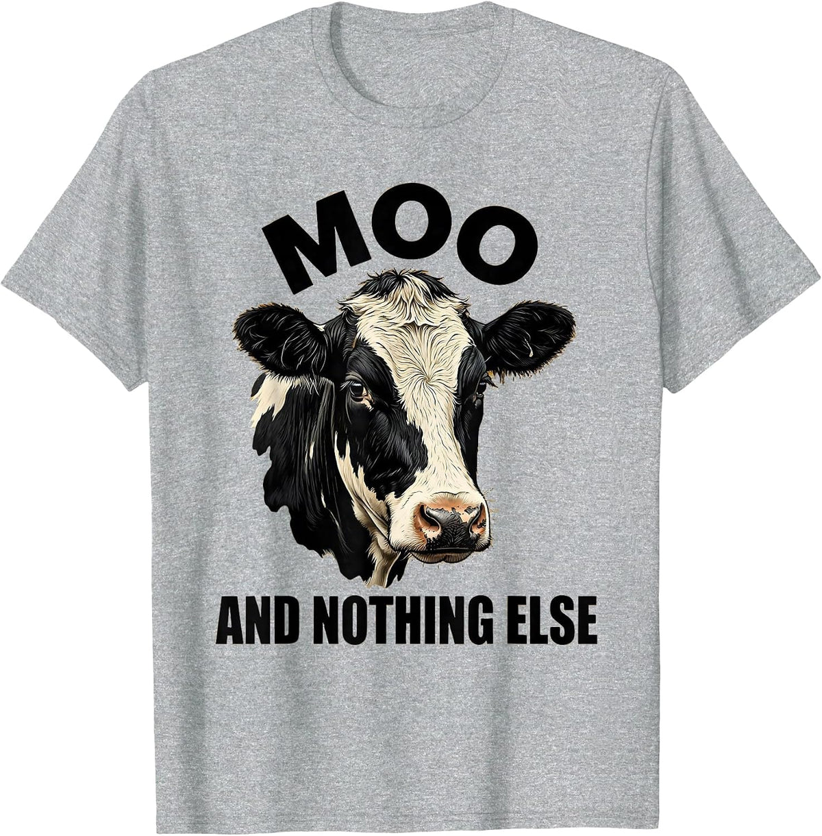 Men's Moo Cow Graphic Design for Animal Lovers T-Shirt - Heather Grey
