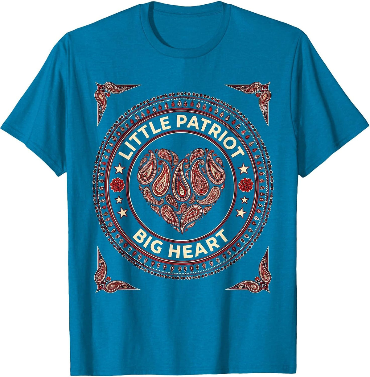 Little Patriot Big Heart Kids Patriot Day Design T-Shirt - Sapphire Blue