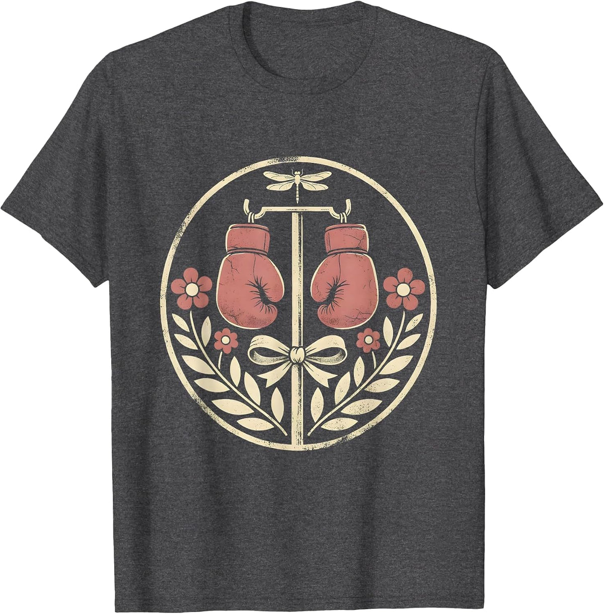 Men's Boxing Gloves IV Pole Breast Cancer Fighter Graphic T-Shirt - Dark Heather Grey