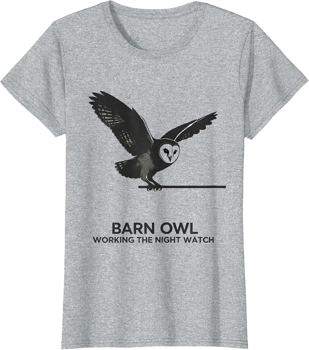 Barn Owl Working The Night Watch Minimalist Bird Lover Gift T-Shirt - Heather Grey