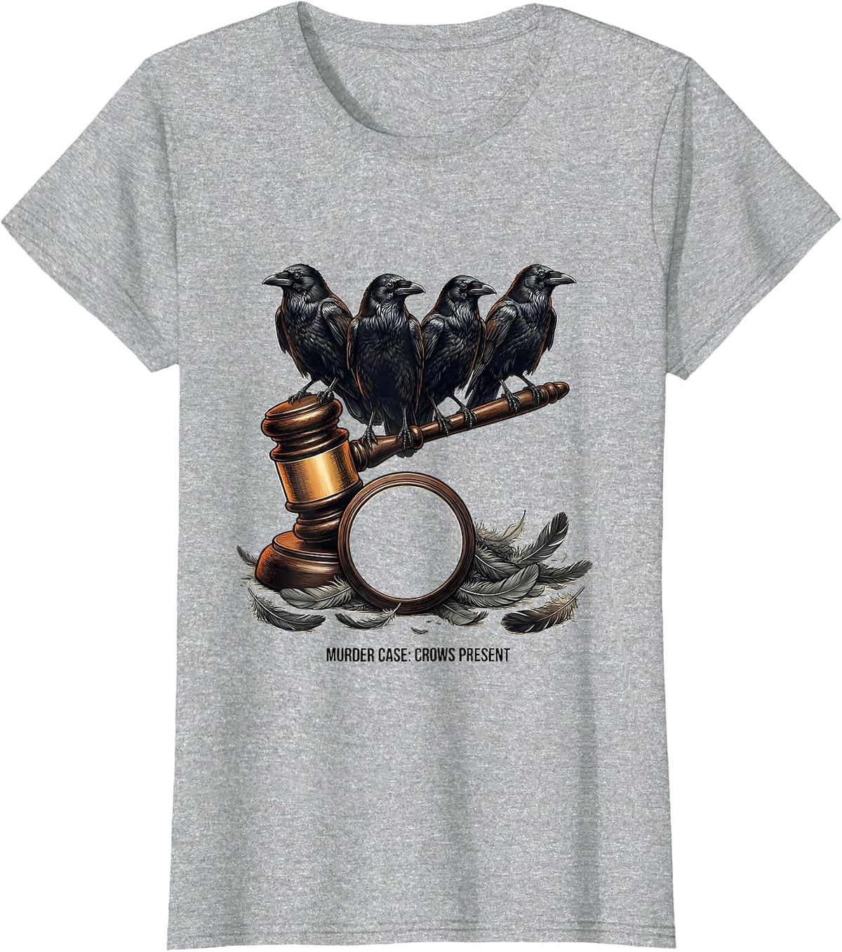 Murder Case: Crows Present Gothic Bird Lover Halloween Humor T-Shirt - Heather Grey