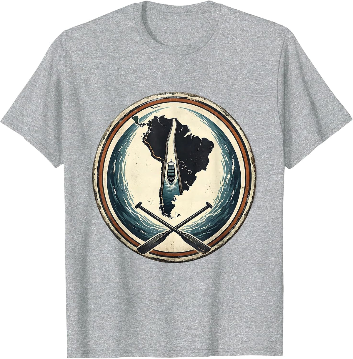 Men's Sealed Coastal Badge Distressed Vintage Souvenir T-Shirt - Heather Grey