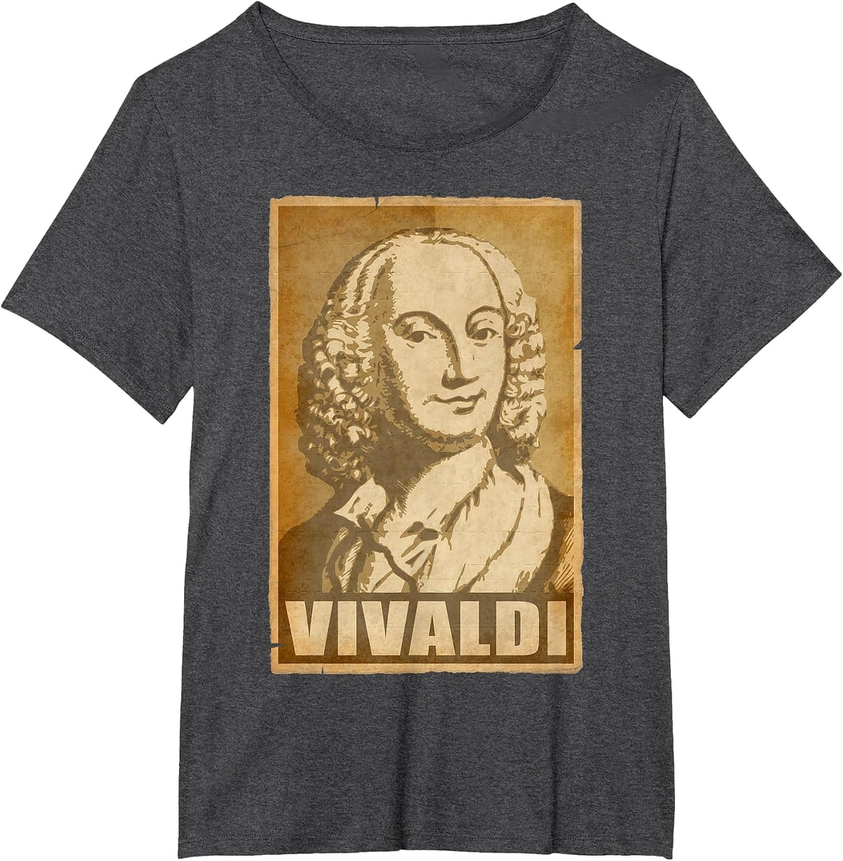 Antonio Vivaldi Vintage Torn Poster T-Shirt - Dark Heather Grey