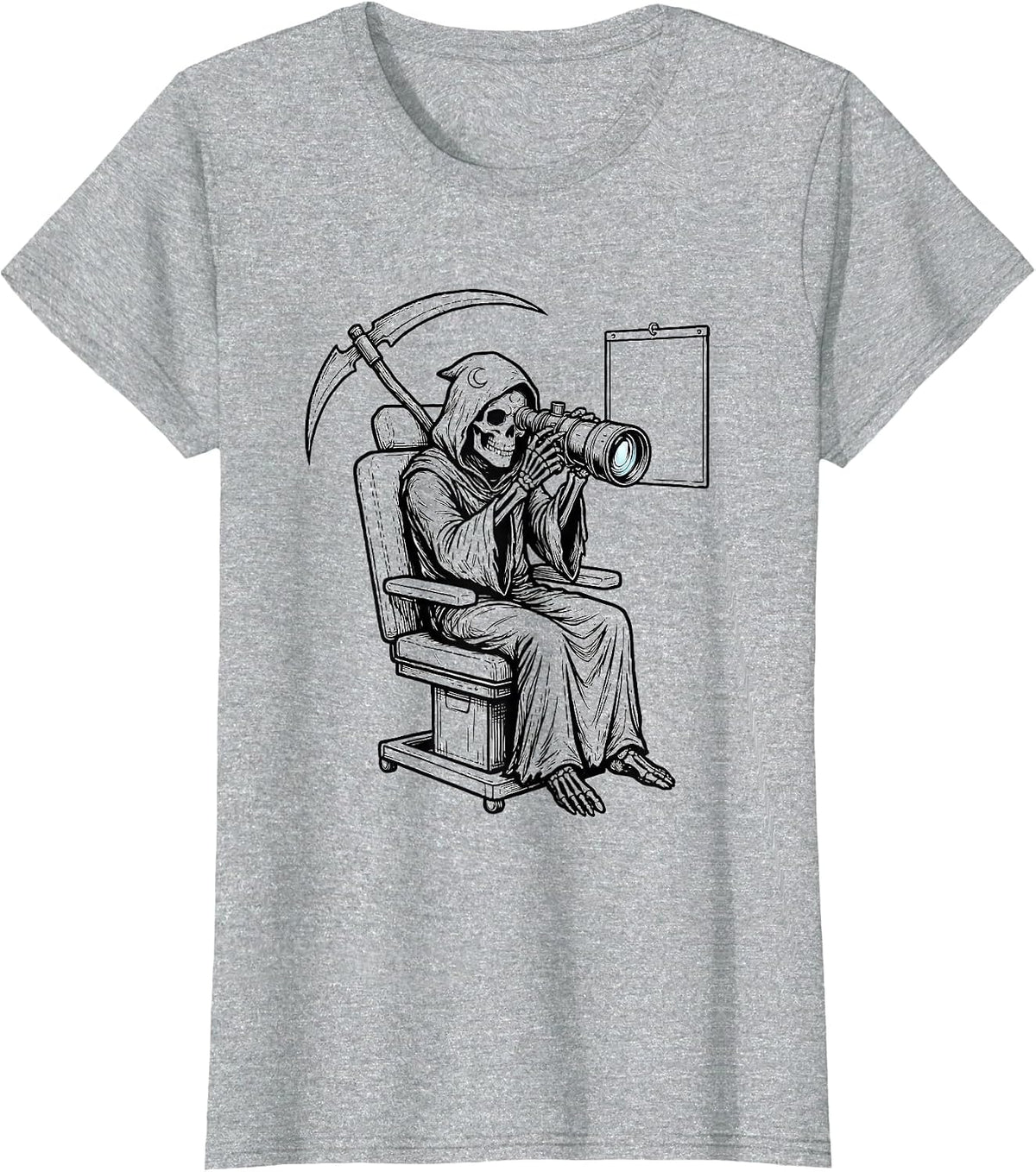 Reaper Optometrist Halloween Eye Doctor Humor T-Shirt - Heather Grey