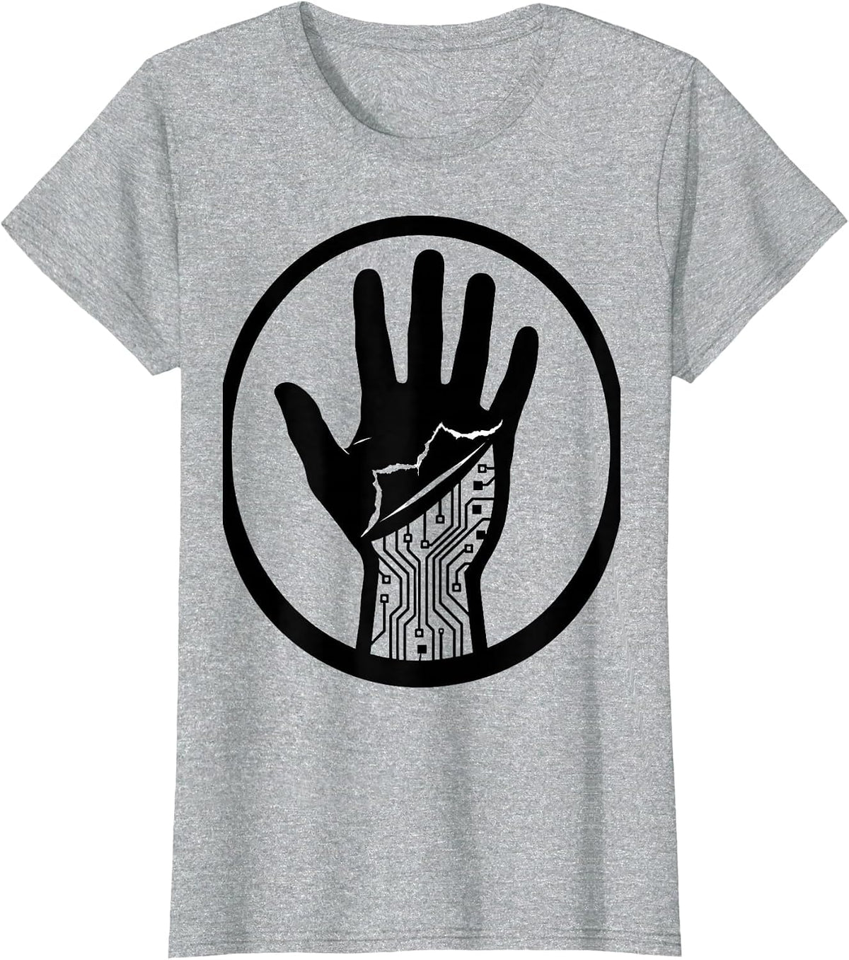 Circuitry Beneath the Skin Graphic Design T-Shirt - Heather Grey