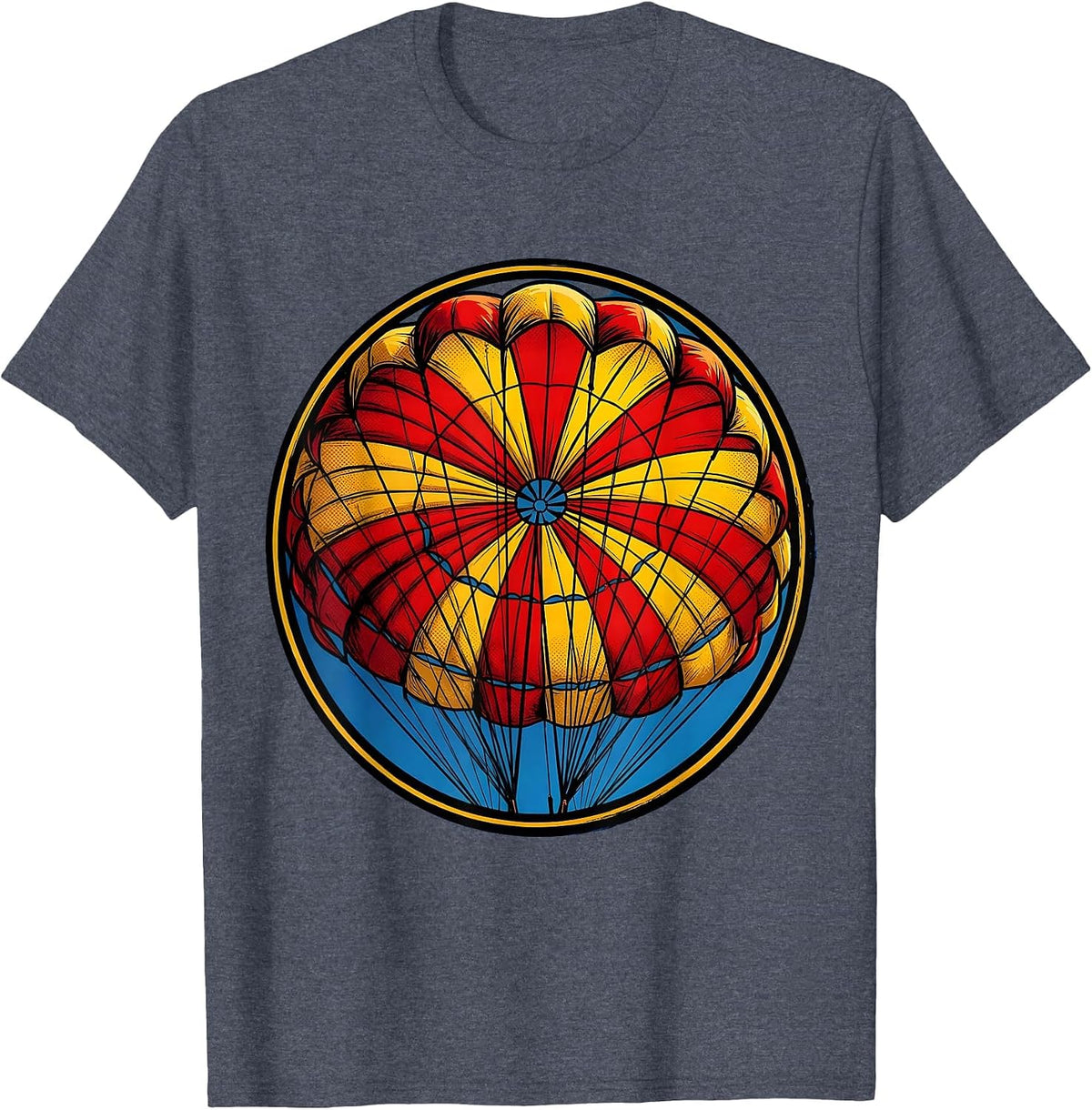 Parachute Canopy View From Below Skydiving T-Shirt - Heather Blue