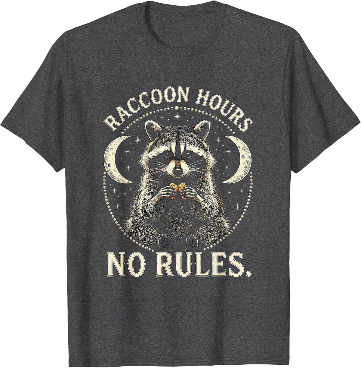 Raccoon Hours No Rules Snack Lover Design T-Shirt - Dark Heather Grey