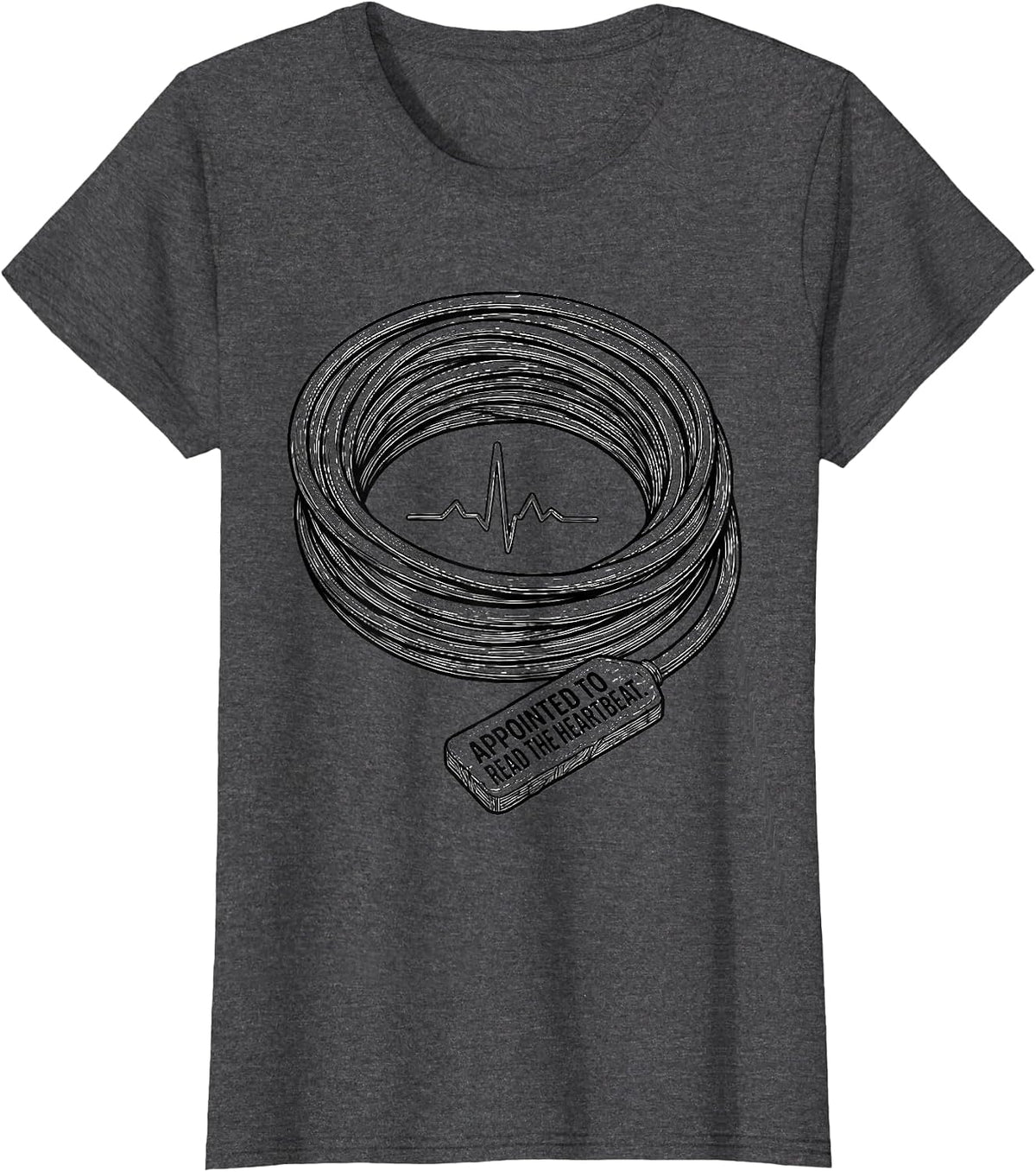Women's Appointed To Read The Heartbeat Funny Sonographer Ultrasound T-Shirt - Dark Heather Grey