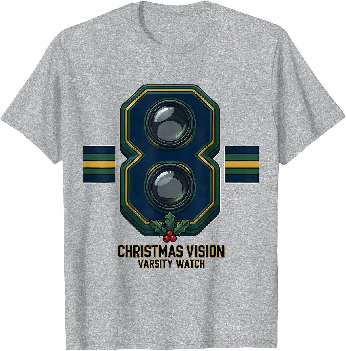 Men's Christmas Vision Varsity Watch Funny Optometrist Eye Doctor T-Shirt - Heather Grey