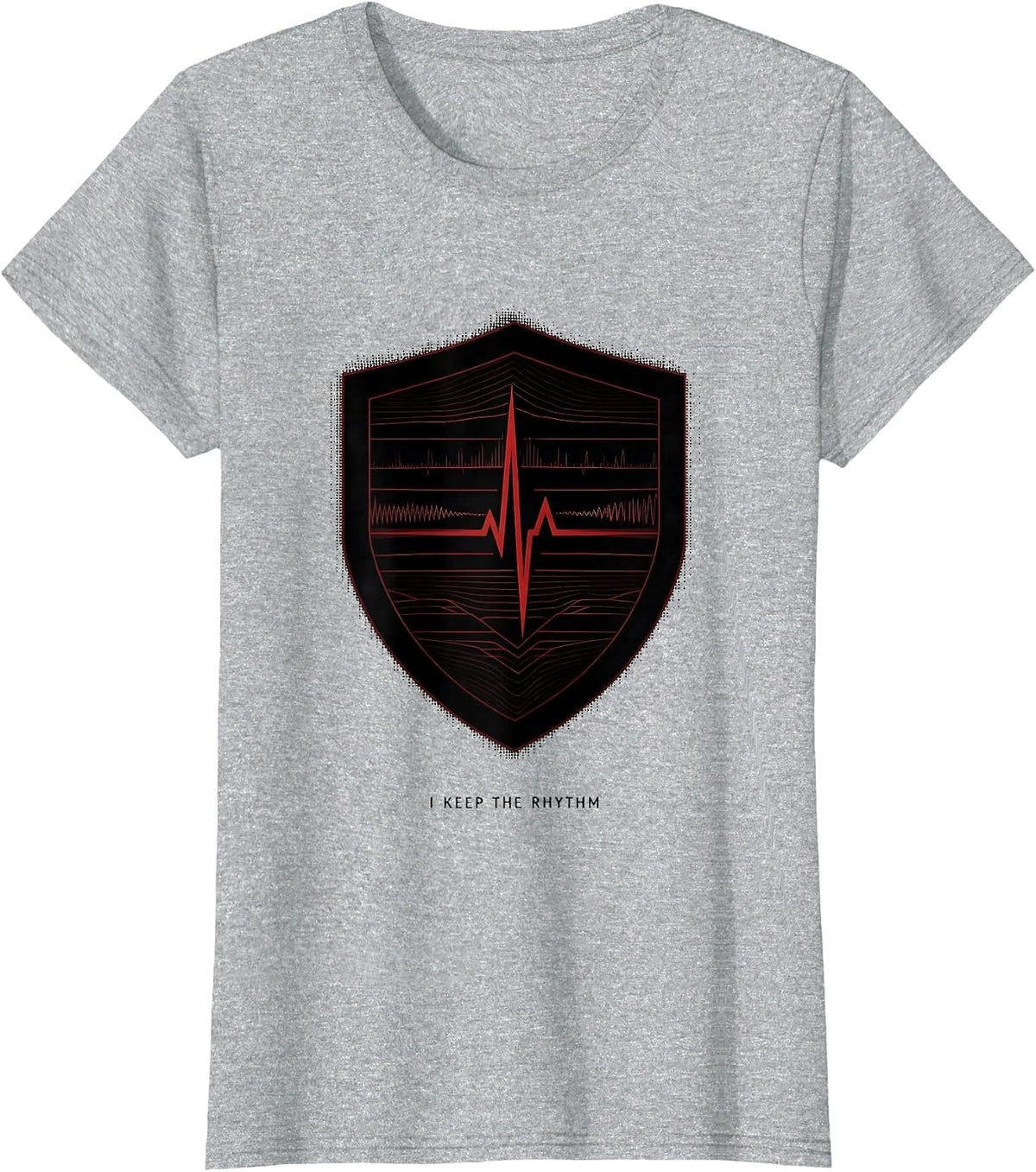 I Keep The Rhythm Blackwork Dotwork Cardiac Nurse CVICU RN T-Shirt - Heather Grey