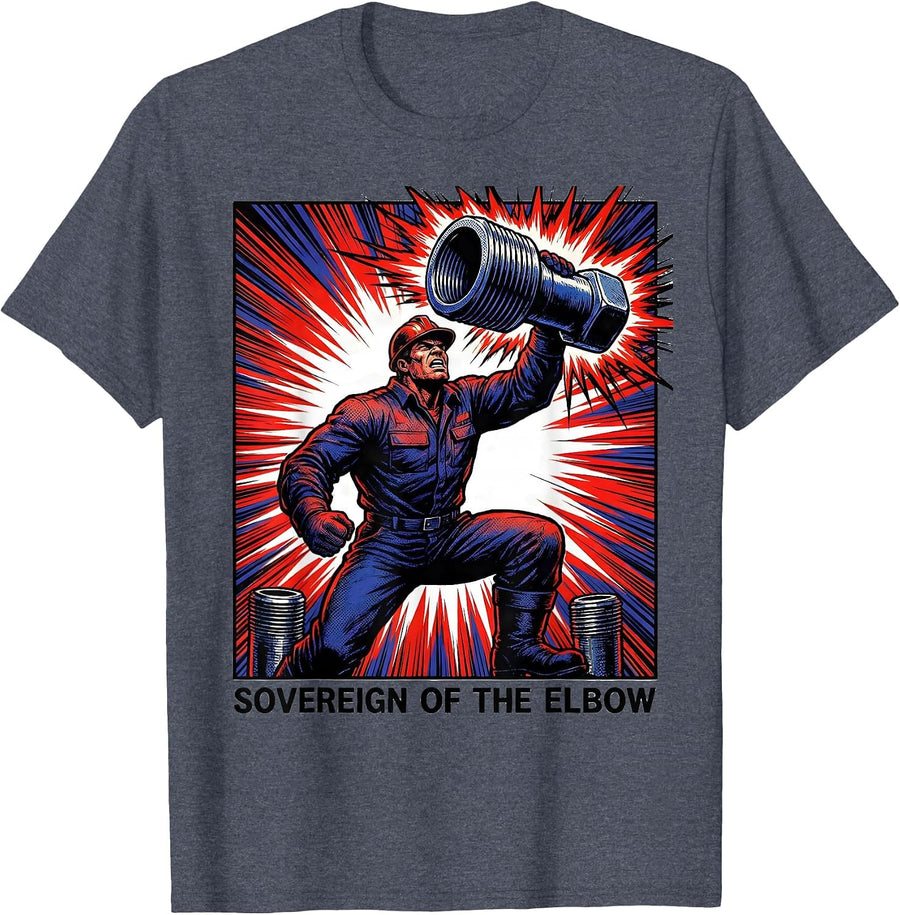 Sovereign Of The Elbow Funny Plumber Pipefitter Occupational T-Shirt - Heather Blue