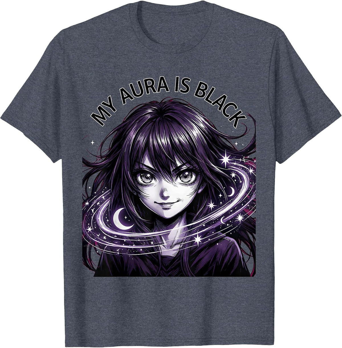 My Aura Is Black Halloween Astrology Design T-Shirt - Heather Blue