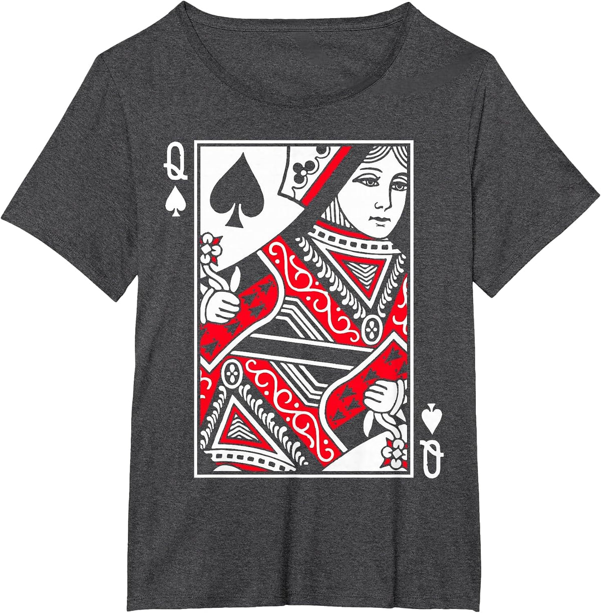Queen of Spades Poker or Blackjack Queens Playing Card Cards T-Shirt - Dark Heather Grey