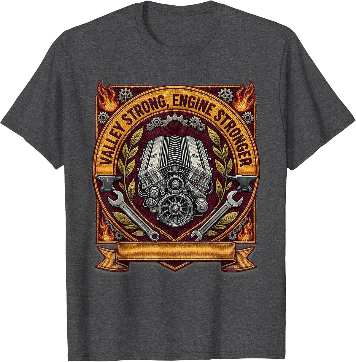 Men's Valley Forge Valley Strong Engine Stronger Design T-Shirt - Dark Heather Grey
