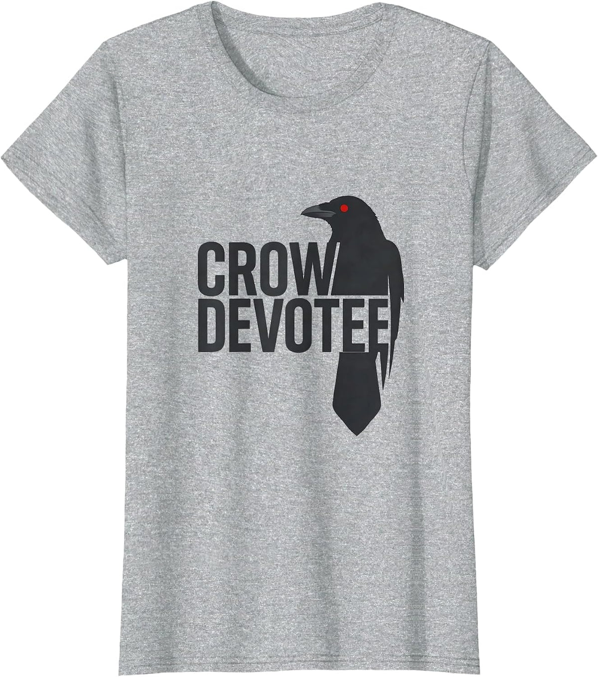 Women's Crow Devotee Minimalist Crow Bird Gothic Nature Art T-Shirt - Heather Grey