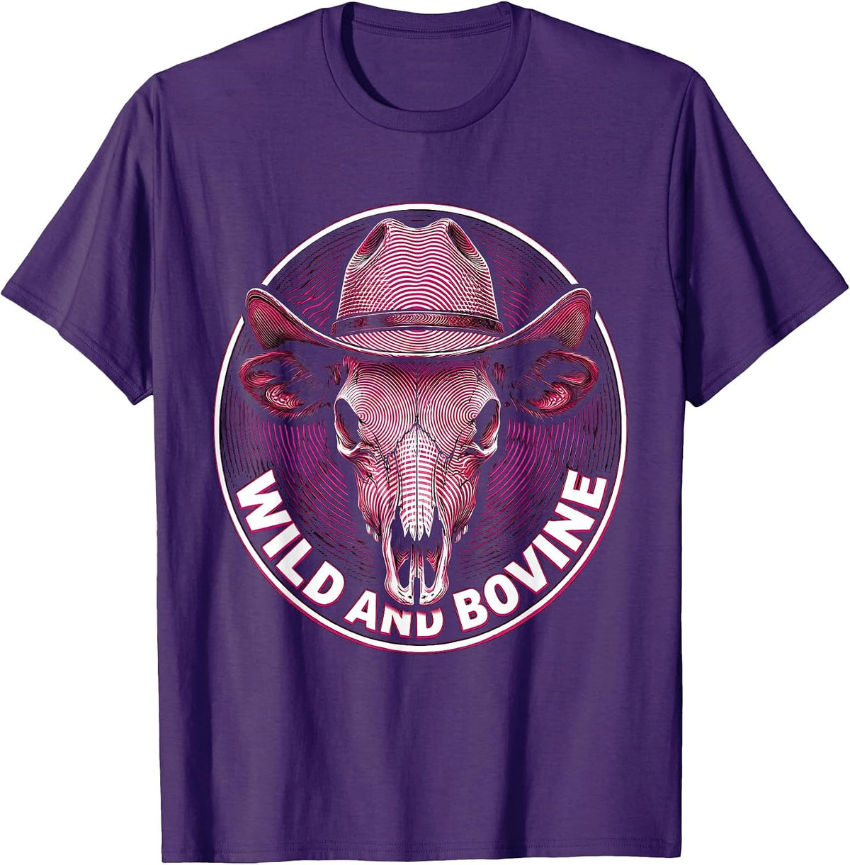 Men's Wild and Bovine Cow Lover Graphic Design T-Shirt - Purple