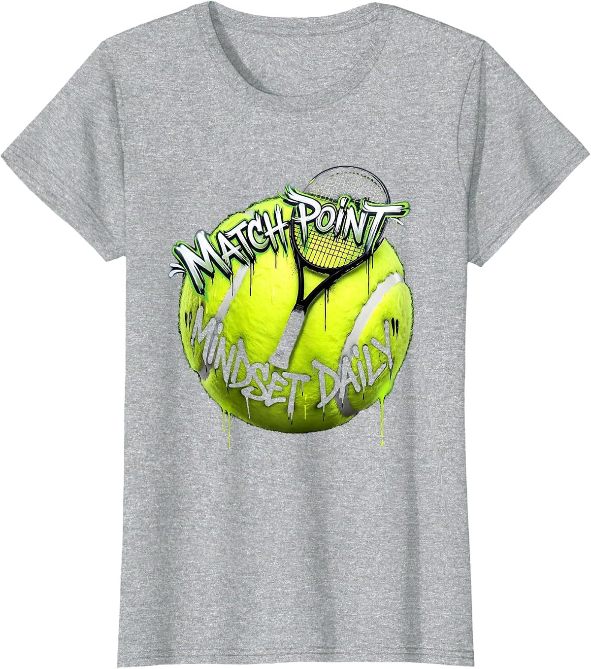 Match Point Mindset Daily Tennis Design T-Shirt - Heather Grey