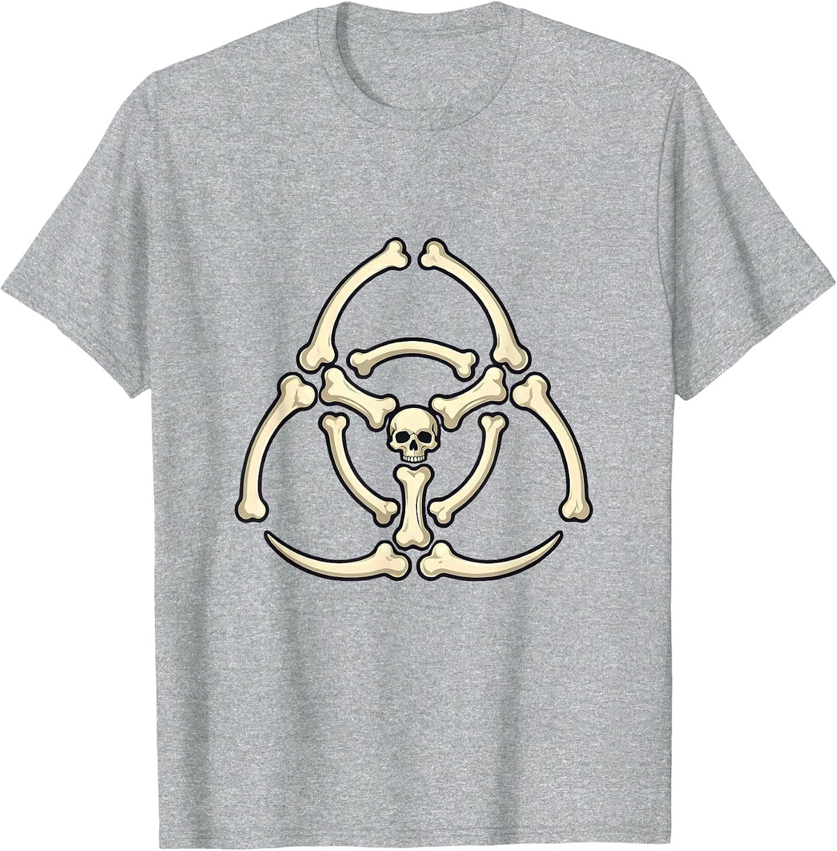 Men's Radiation Warning Bones Radiology Graphic T-Shirt - Heather Grey