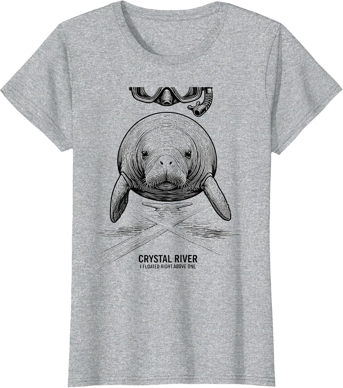 Crystal River, I Floated Right Above One Manatee Humor T-Shirt - Heather Grey