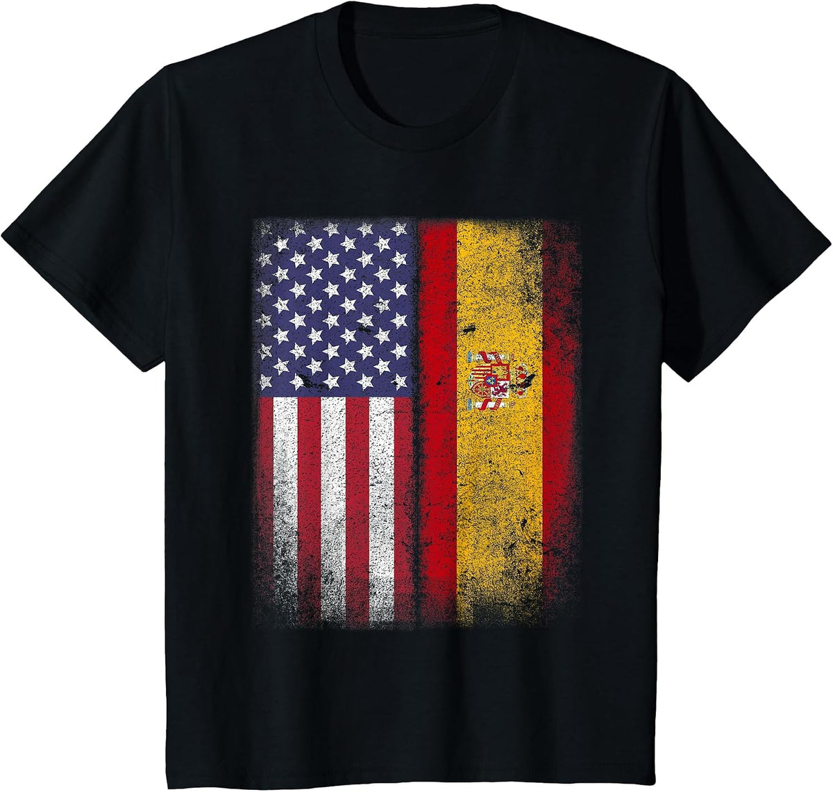 Spanish American Flag Spain Bandera Espana T-Shirt - Black