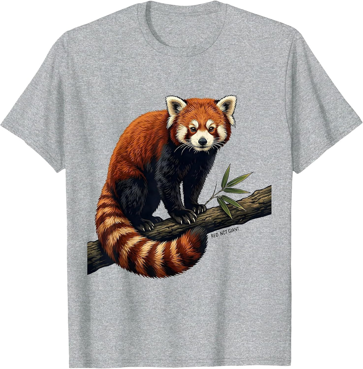 Men's Red Not Giant Funny Red Panda Lover Cute Animal Illustration T-Shirt - Heather Grey
