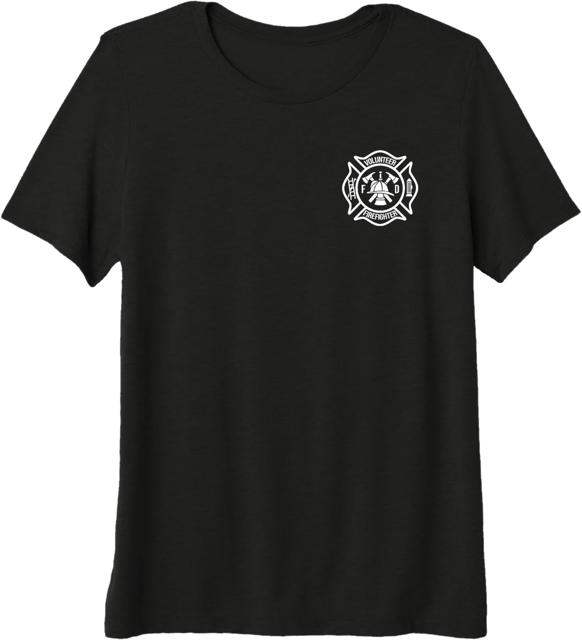 Volunteer Firefighter Emblem Minimal Design Premium Tri-Blend T-Shirt - Black