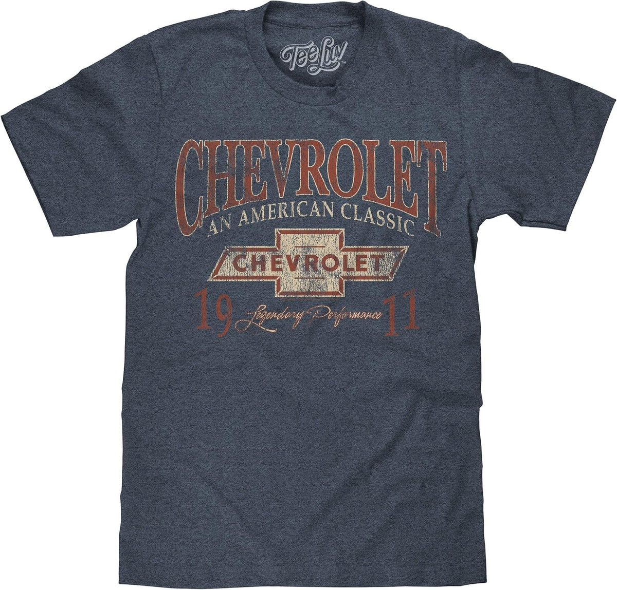 Tee Luv Men's Chevrolet American Classic T-Shirt - Indigo-black Heather