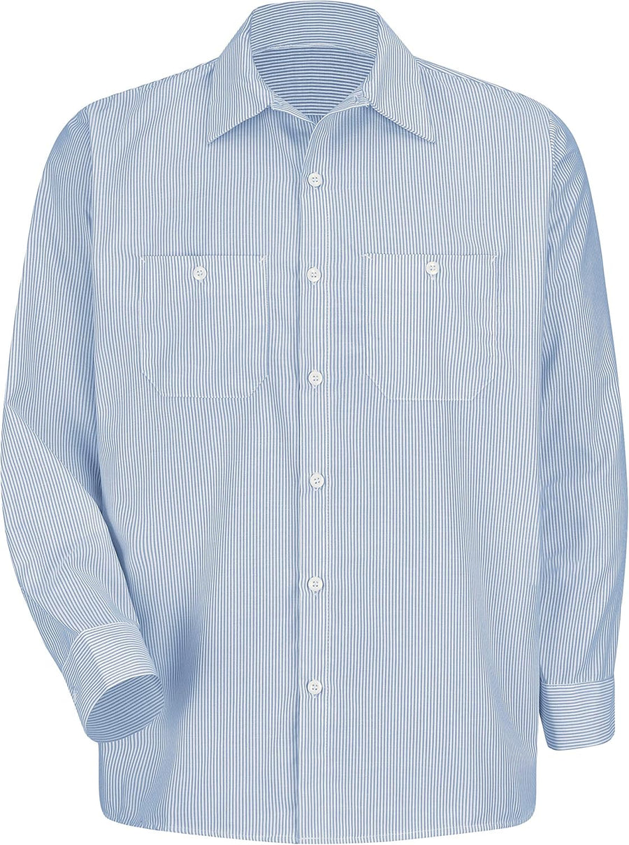 Red Kap Men's RK Industrial Stripe Long Sleeve Work Shirt - Blue\/White Stripe