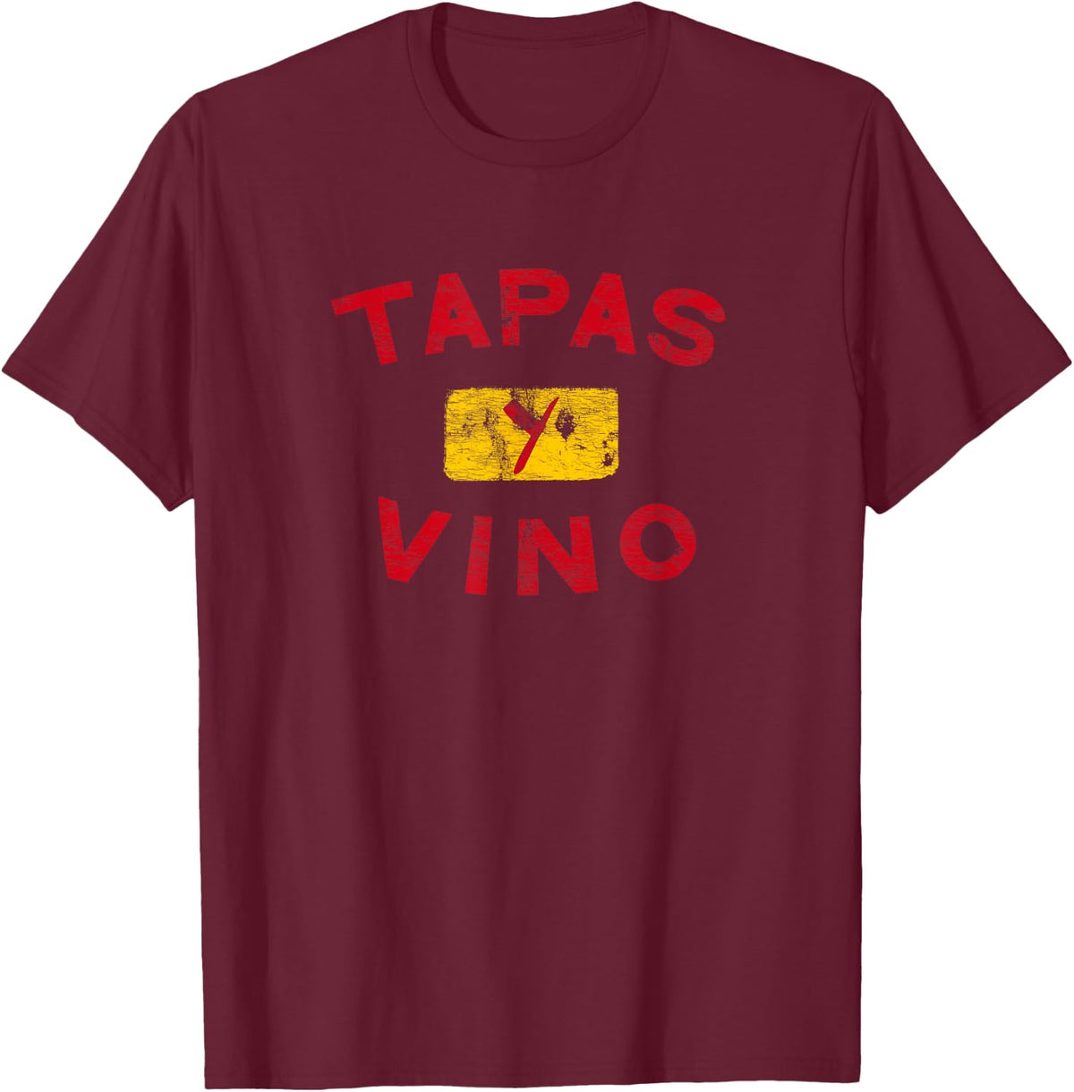 Tapas y Vino (Vintage) T-Shirt - Burgundy