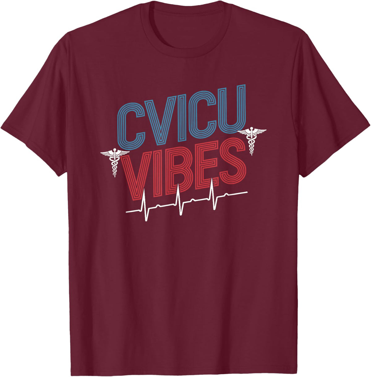 CVICU Squad Cvicu Vibes, CVICU Nursing Cardiac Nursing T-Shirt - Burgundy