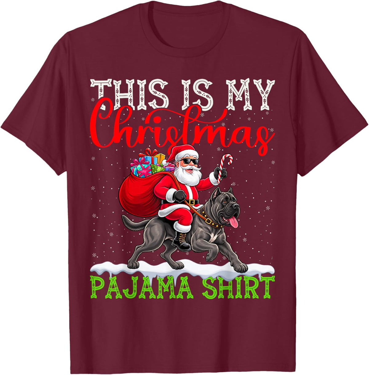 This is My Cane Corso Ugly Christmas Pajama Sweater Dog T-Shirt - Burgundy