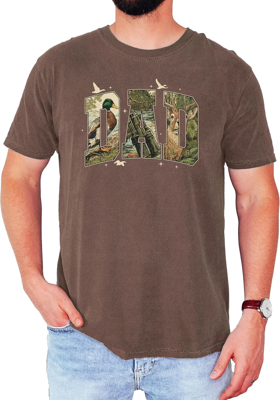 Dad Retro Camo Shirt Vintage Duck or Deer Hunting Season T-Shirt for Men - Adult Espresso Shirt