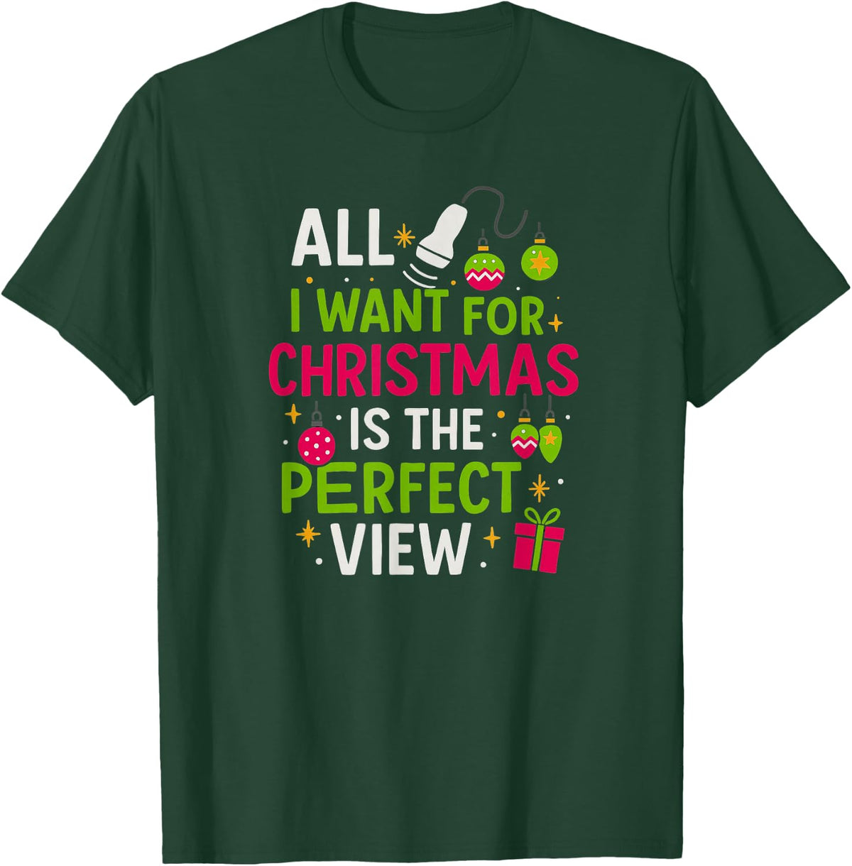 Funny Sonographer Christmas - Holiday Ultrasound Tech T-Shirt - Dark Green