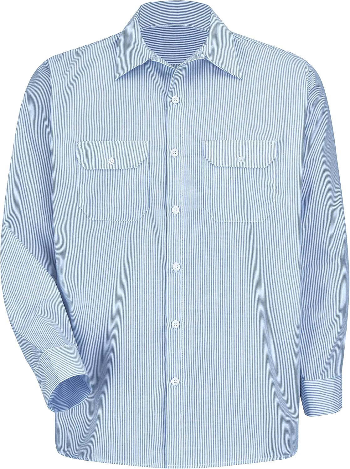 Red Kap Men's RK Industrial Stripe Long Sleeve Work Shirt - White\/Blue Pin Stripe