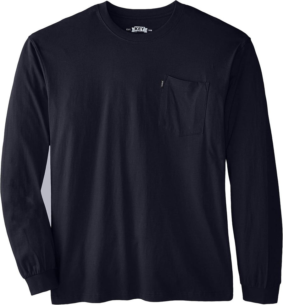 Key Apparel Men's Heavyweight Long Sleeve Pocket T-Shirt - Navy