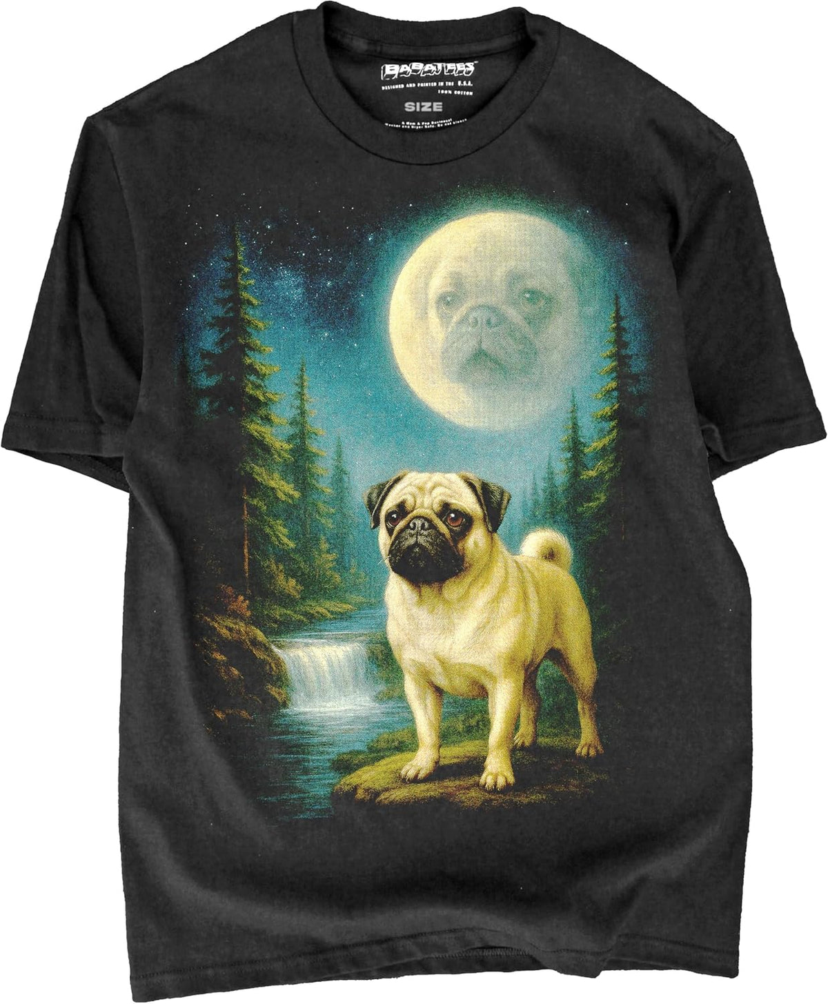 Shaka Wear Dog & Bald Eagle Thunder Tshirt - Faded Max-Heavyweight 7.5oz Oversized & Boxy - Pugs Moon