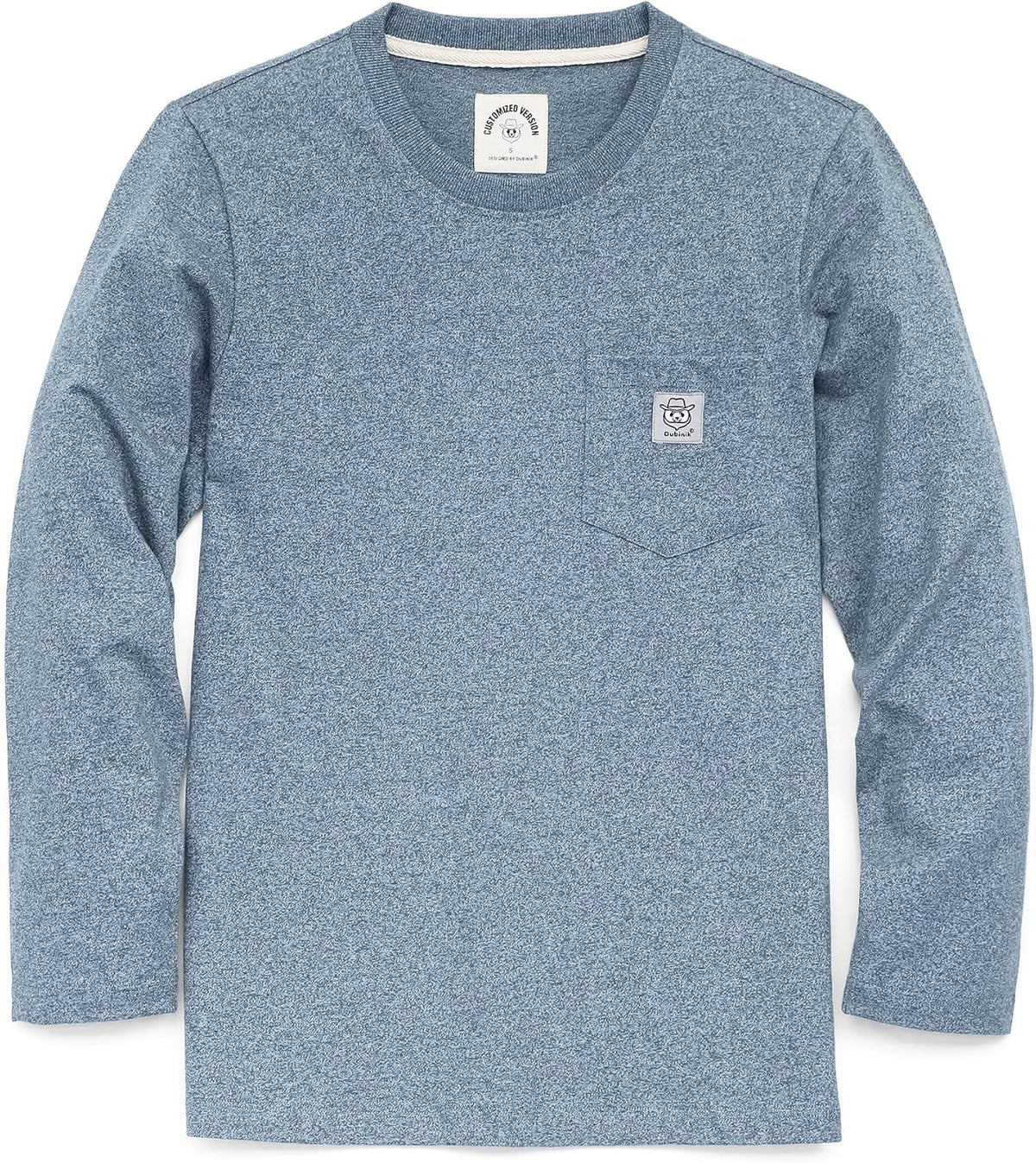 Dubinik® Men's Long Sleeve T-Shirts 100% Cotton Heightwight Workwear with Pocket - Blue 315