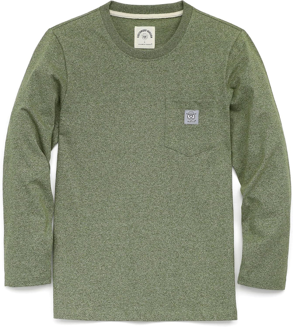 Dubinik® Men's Long Sleeve T-Shirts 100% Cotton Heightwight Workwear with Pocket - Army Green 315